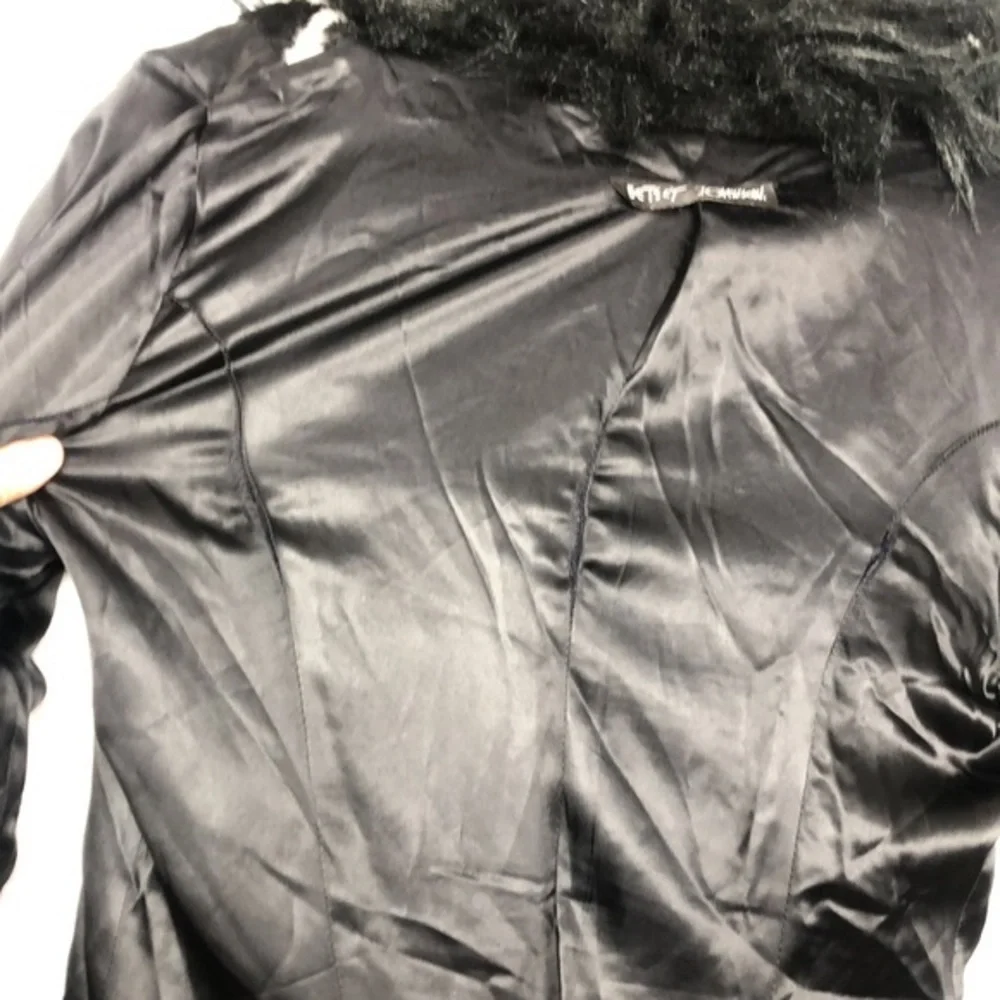 Rare Vintage Betsey Johnson Mongolian Faux Fur Animal Print 90s Y2k Trench Coat - Picture 15 of 16